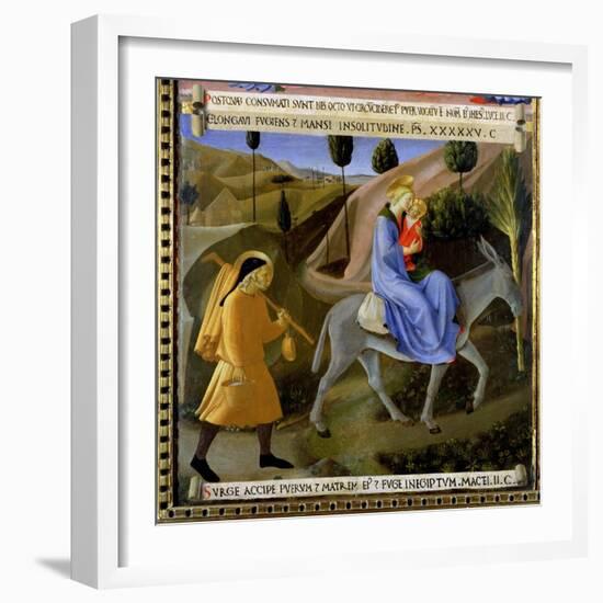 The Flight into Egypt, Detail from Panel One of the Silver Treasury of Santissima Annunziata-Fra Angelico-Framed Giclee Print