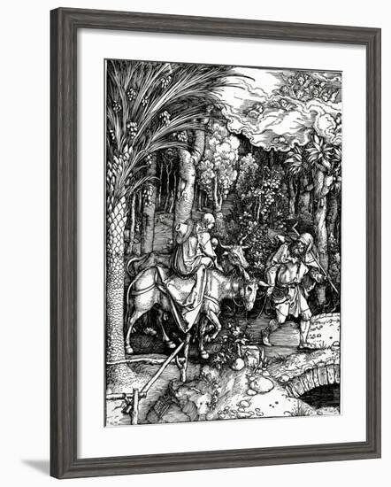 The Flight into Egypt, from the 'Life of the Virgin' Series, Published in 1511 (Woodcut)-Albrecht Dürer-Framed Giclee Print