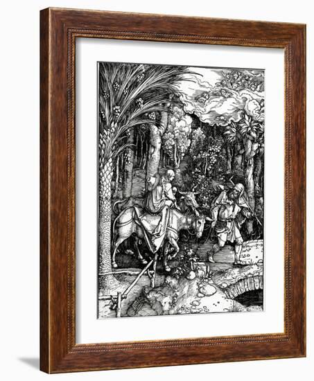 The Flight into Egypt, from the 'Life of the Virgin' Series, Published in 1511 (Woodcut)-Albrecht Dürer-Framed Giclee Print