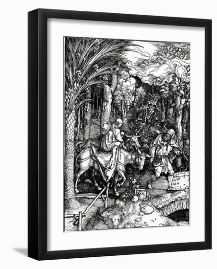 The Flight into Egypt, from the 'Life of the Virgin' Series, Published in 1511 (Woodcut)-Albrecht Dürer-Framed Giclee Print