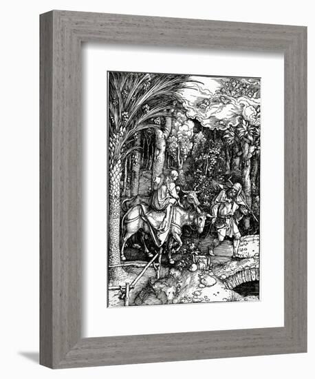 The Flight into Egypt, from the 'Life of the Virgin' Series, Published in 1511 (Woodcut)-Albrecht Dürer-Framed Giclee Print