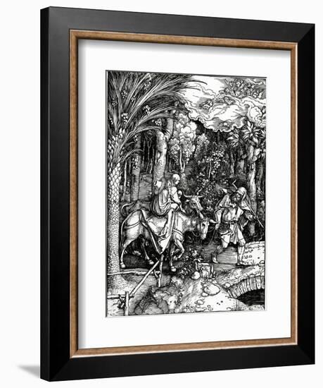 The Flight into Egypt, from the 'Life of the Virgin' Series, Published in 1511 (Woodcut)-Albrecht Dürer-Framed Giclee Print