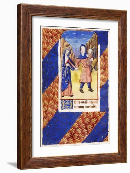 The Flight into Egypt, Miniature on Vellum from a Book of Hours, Latin Manuscript from Lisieux-null-Framed Giclee Print