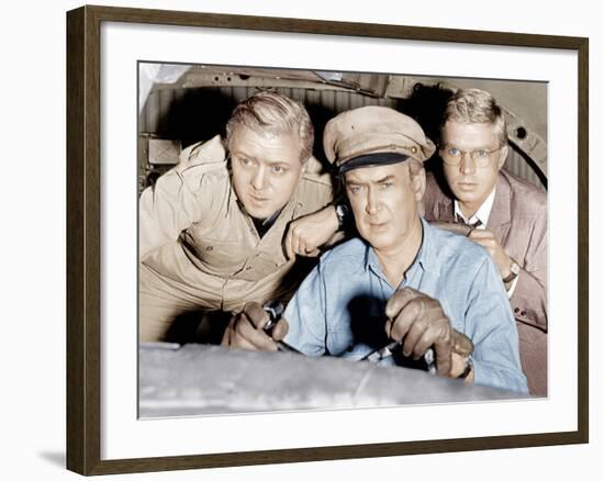 THE FLIGHT OF THE PHOENIX, from left: Richard Attenborough, James Stewart, Hardy Kruger, 1965.-null-Framed Photo