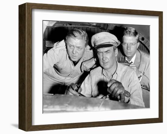 The Flight of the Phoenix, L-R: Richard Attenborough, James Stewart, Hardy Kruger, 1965-null-Framed Photo