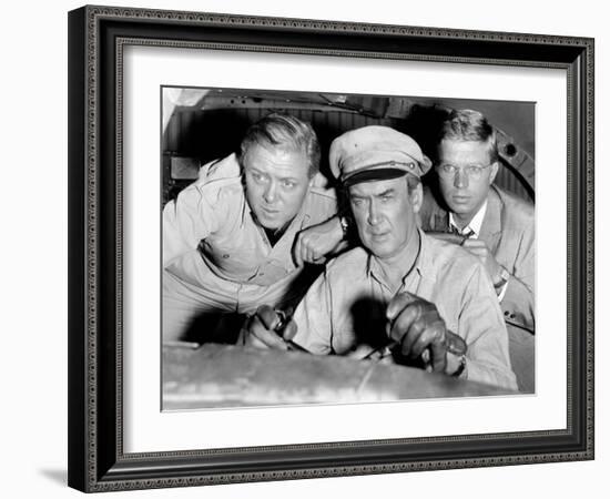 The Flight of the Phoenix, L-R: Richard Attenborough, James Stewart, Hardy Kruger, 1965-null-Framed Photo