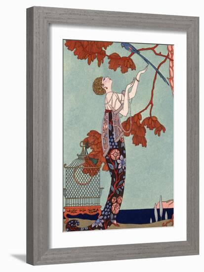 The Flighty Bird, France, Early 20th Century-Georges Barbier-Framed Giclee Print