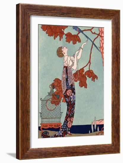 The Flighty Bird, France, Early 20th Century-Georges Barbier-Framed Giclee Print