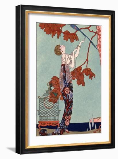 The Flighty Bird, France, Early 20th Century-Georges Barbier-Framed Giclee Print