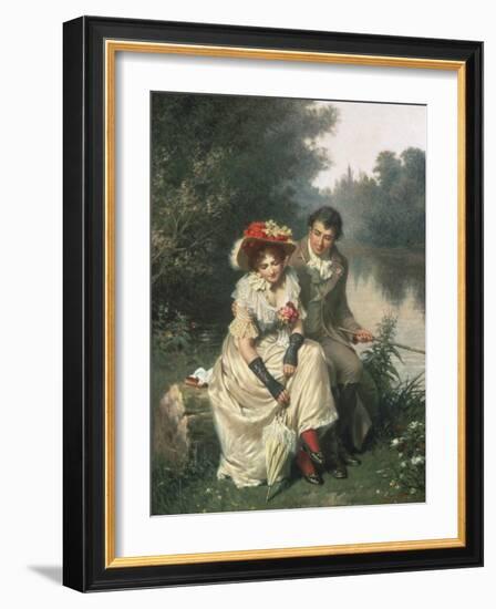 The Flirtatious Fisherman-Edwin Roberts-Framed Premium Giclee Print