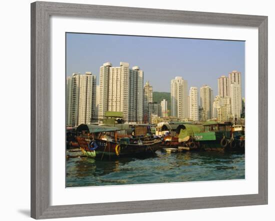 The Floating City of Boat Homes (Sampans), Aberdeen Harbour, Hong Kong Island, Hong Kong, China-Fraser Hall-Framed Photographic Print