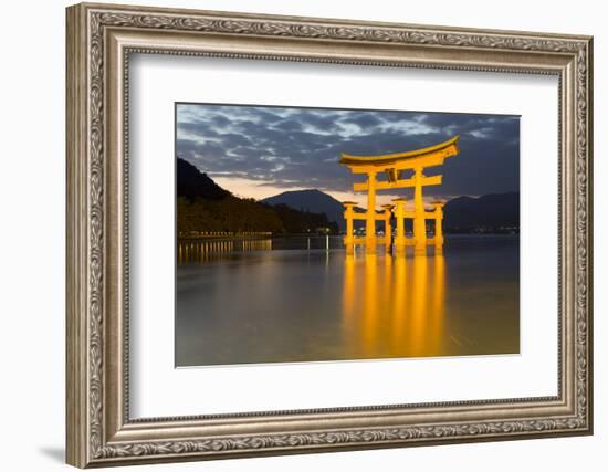 The Floating Miyajima Torii Gate of Itsukushima Shrine at Dusk-Stuart Black-Framed Photographic Print