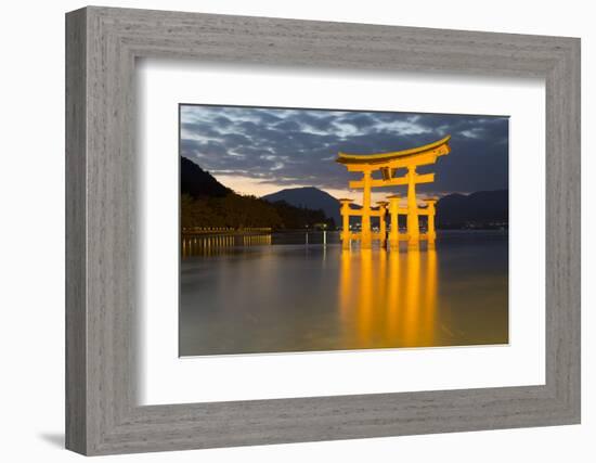 The Floating Miyajima Torii Gate of Itsukushima Shrine at Dusk-Stuart Black-Framed Photographic Print