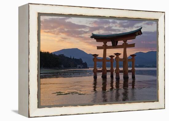 The Floating Miyajima Torii Gate of Itsukushima Shrine at Sunset-Stuart Black-Framed Premier Image Canvas