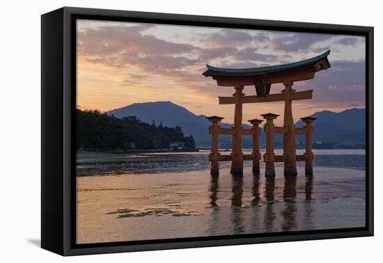 The Floating Miyajima Torii Gate of Itsukushima Shrine at Sunset-Stuart Black-Framed Premier Image Canvas