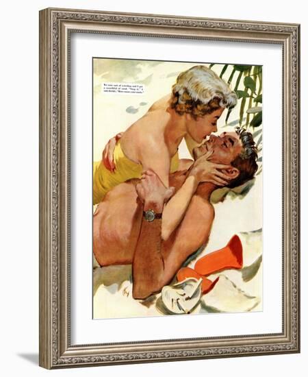 The Flordia Assignment - Saturday Evening Post "Leading Ladies", March 13, 1954 pg.35-Thorton Utz-Framed Giclee Print