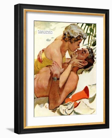 The Flordia Assignment - Saturday Evening Post "Leading Ladies", March 13, 1954 pg.35-Thorton Utz-Framed Giclee Print