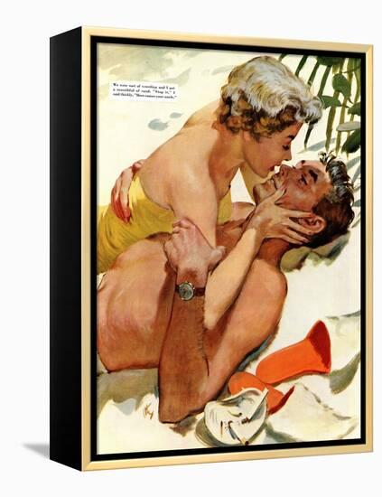 The Flordia Assignment - Saturday Evening Post "Leading Ladies", March 13, 1954 pg.35-Thorton Utz-Framed Premier Image Canvas