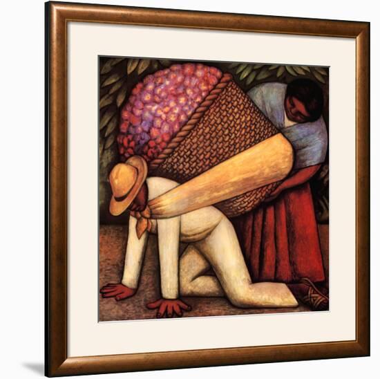 The Flower Carrier-Diego Rivera-Framed Art Print