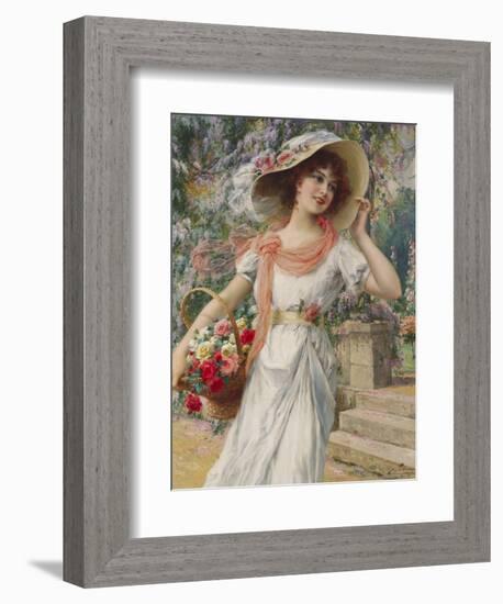 The Flower Girl. Early 20th Century-Emile Vernon-Framed Giclee Print