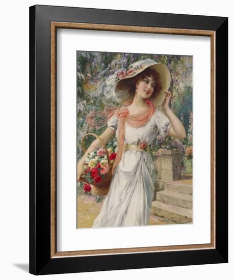 The Flower Girl. Early 20th Century-Emile Vernon-Framed Giclee Print