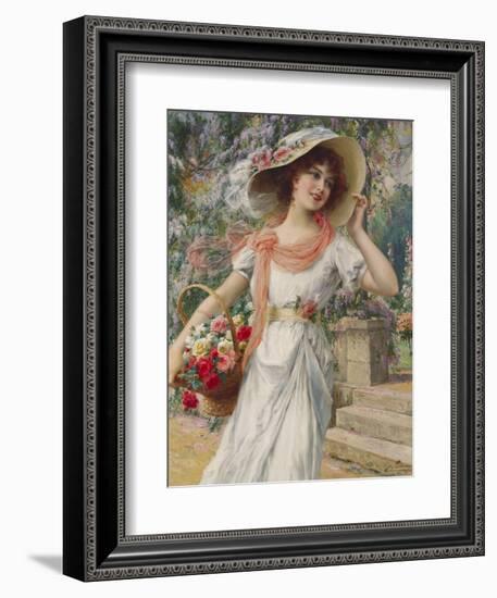 The Flower Girl. Early 20th Century-Emile Vernon-Framed Giclee Print