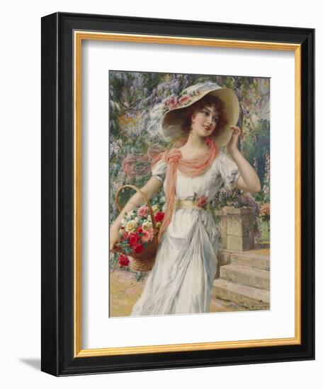 The Flower Girl. Early 20th Century-Emile Vernon-Framed Giclee Print