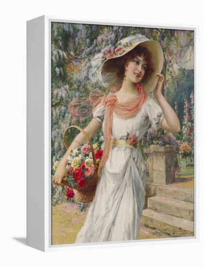 The Flower Girl-Emile Vernon-Framed Premier Image Canvas
