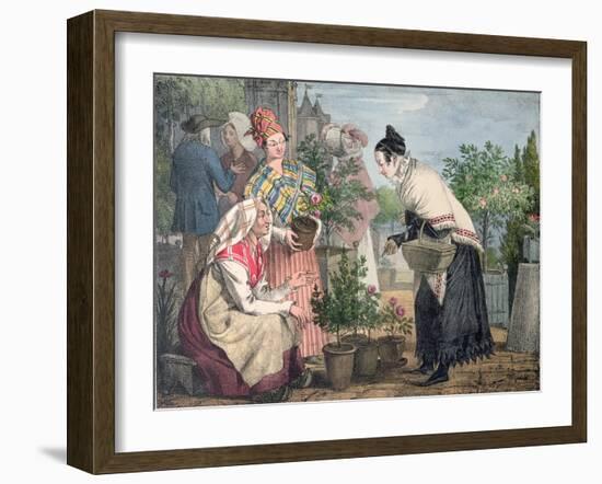 The Flower Market, Paris-John James Chalon-Framed Giclee Print