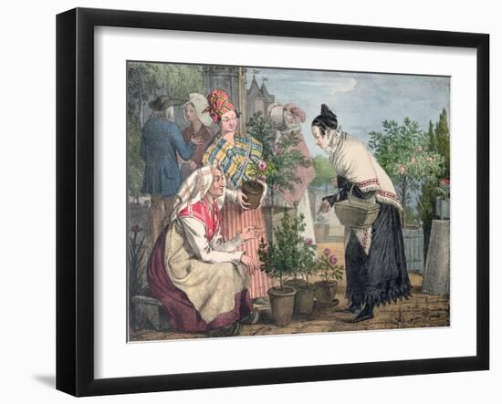 The Flower Market, Paris-John James Chalon-Framed Giclee Print