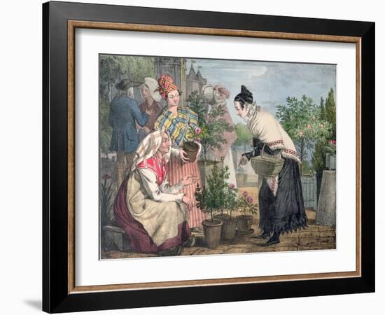 The Flower Market, Paris-John James Chalon-Framed Giclee Print