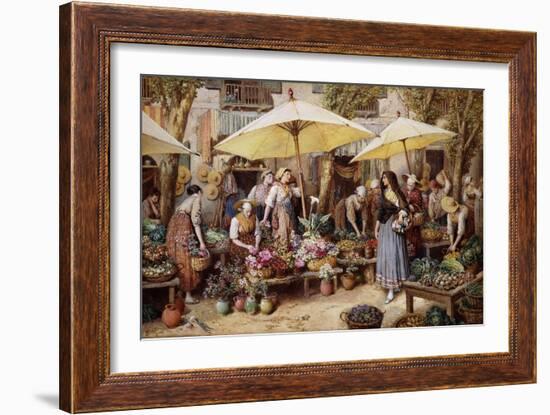 The Flower Market, Toulon-Myles Birket Foster-Framed Giclee Print
