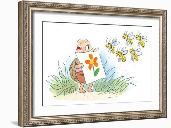 The Flower - Turtle-Valeri Gorbachev-Framed Giclee Print