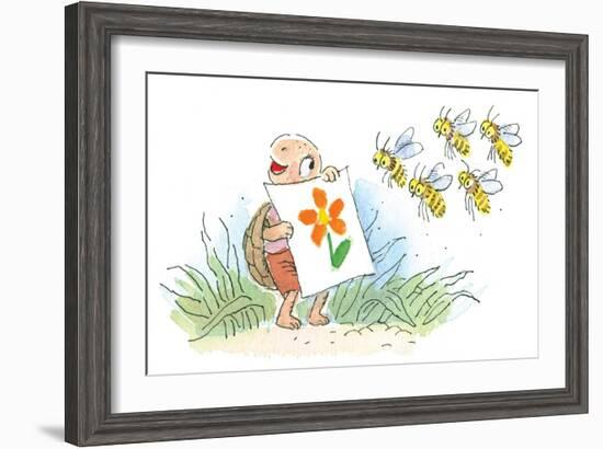 The Flower - Turtle-Valeri Gorbachev-Framed Giclee Print