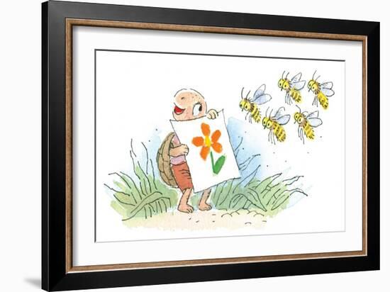 The Flower - Turtle-Valeri Gorbachev-Framed Giclee Print