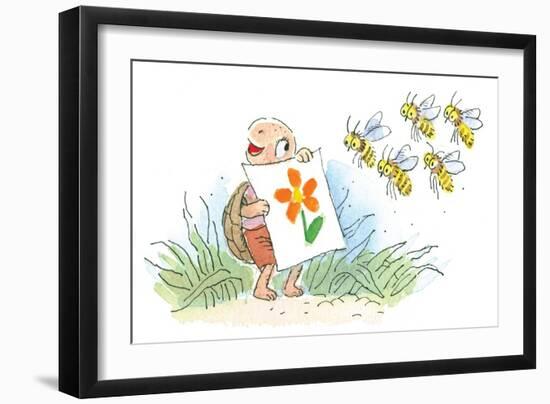 The Flower - Turtle-Valeri Gorbachev-Framed Giclee Print