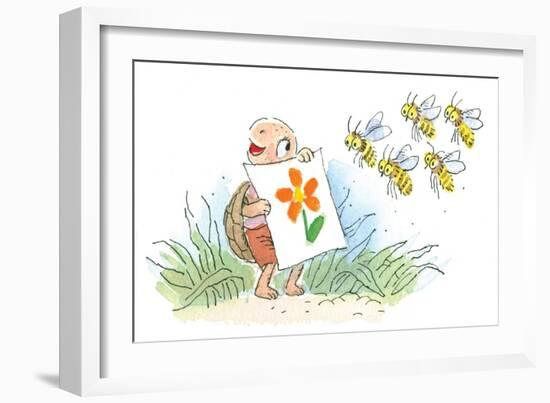 The Flower - Turtle-Valeri Gorbachev-Framed Giclee Print