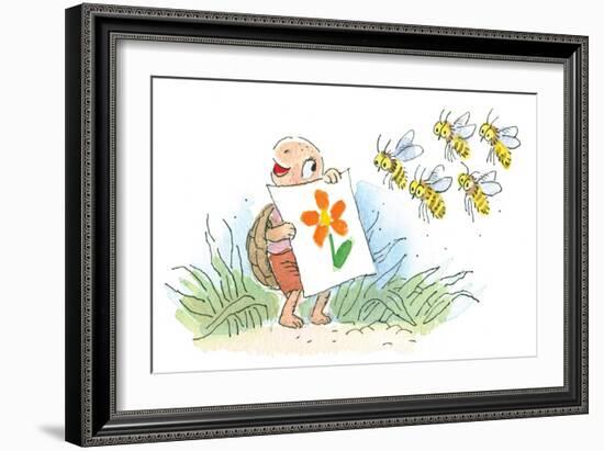 The Flower - Turtle-Valeri Gorbachev-Framed Giclee Print