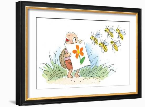 The Flower - Turtle-Valeri Gorbachev-Framed Giclee Print