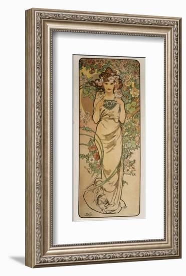 The Flowers: La Rose-Alphonse Mucha-Framed Premium Giclee Print
