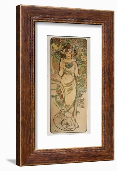 The Flowers: La Rose-Alphonse Mucha-Framed Premium Giclee Print