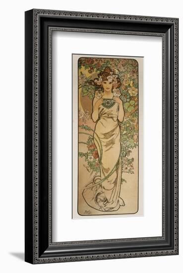 The Flowers: La Rose-Alphonse Mucha-Framed Premium Giclee Print