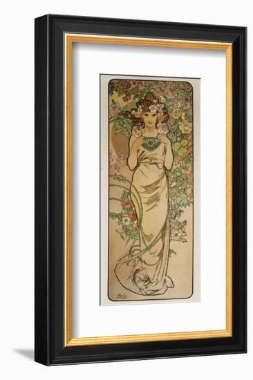 The Flowers: La Rose-Alphonse Mucha-Framed Premium Giclee Print