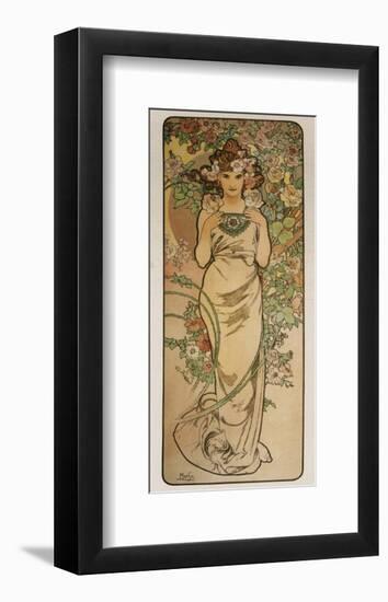 The Flowers: La Rose-Alphonse Mucha-Framed Premium Giclee Print