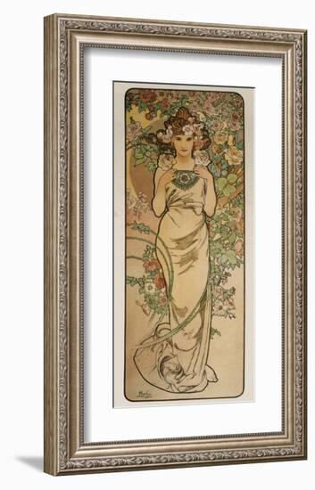 The Flowers: La Rose-Alphonse Mucha-Framed Premium Giclee Print