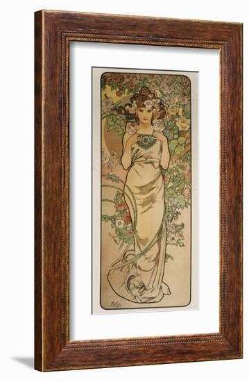 The Flowers: La Rose-Alphonse Mucha-Framed Premium Giclee Print