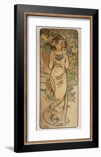 The Flowers: La Rose-Alphonse Mucha-Framed Premium Giclee Print