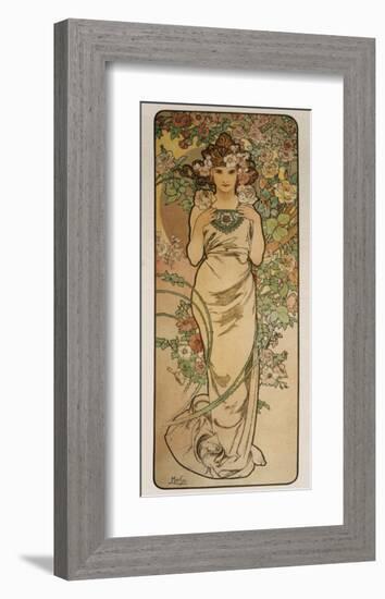 The Flowers: La Rose-Alphonse Mucha-Framed Premium Giclee Print