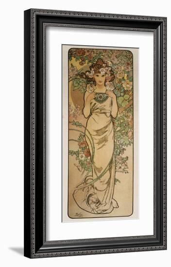 The Flowers: La Rose-Alphonse Mucha-Framed Premium Giclee Print