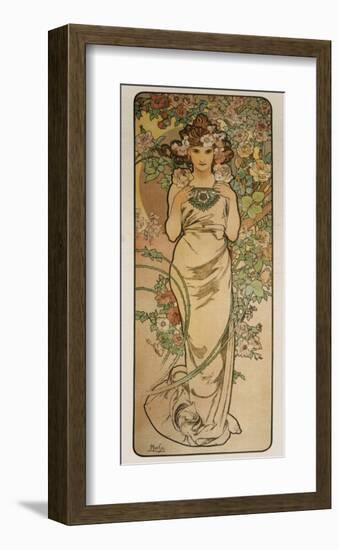 The Flowers: La Rose-Alphonse Mucha-Framed Premium Giclee Print